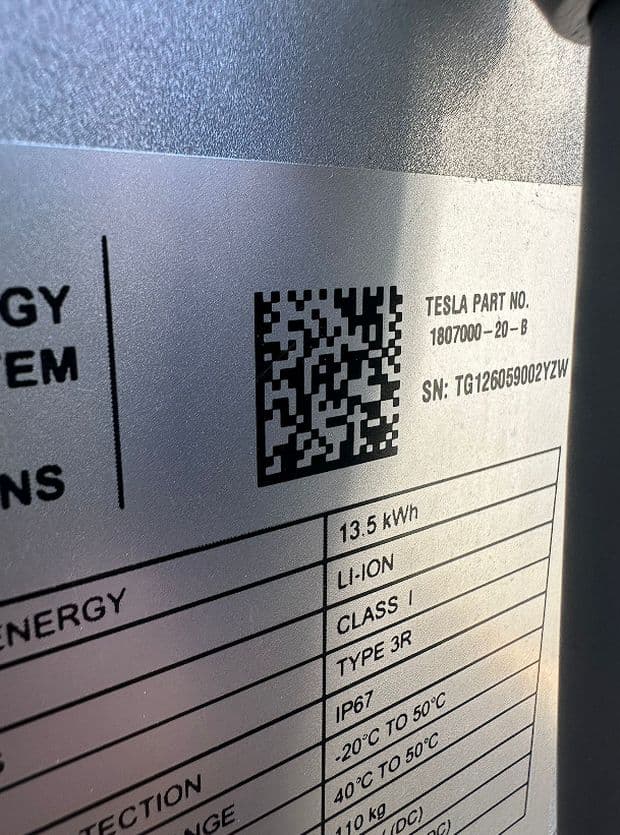 Tesla Powerwall 3 Expansion nameplate label